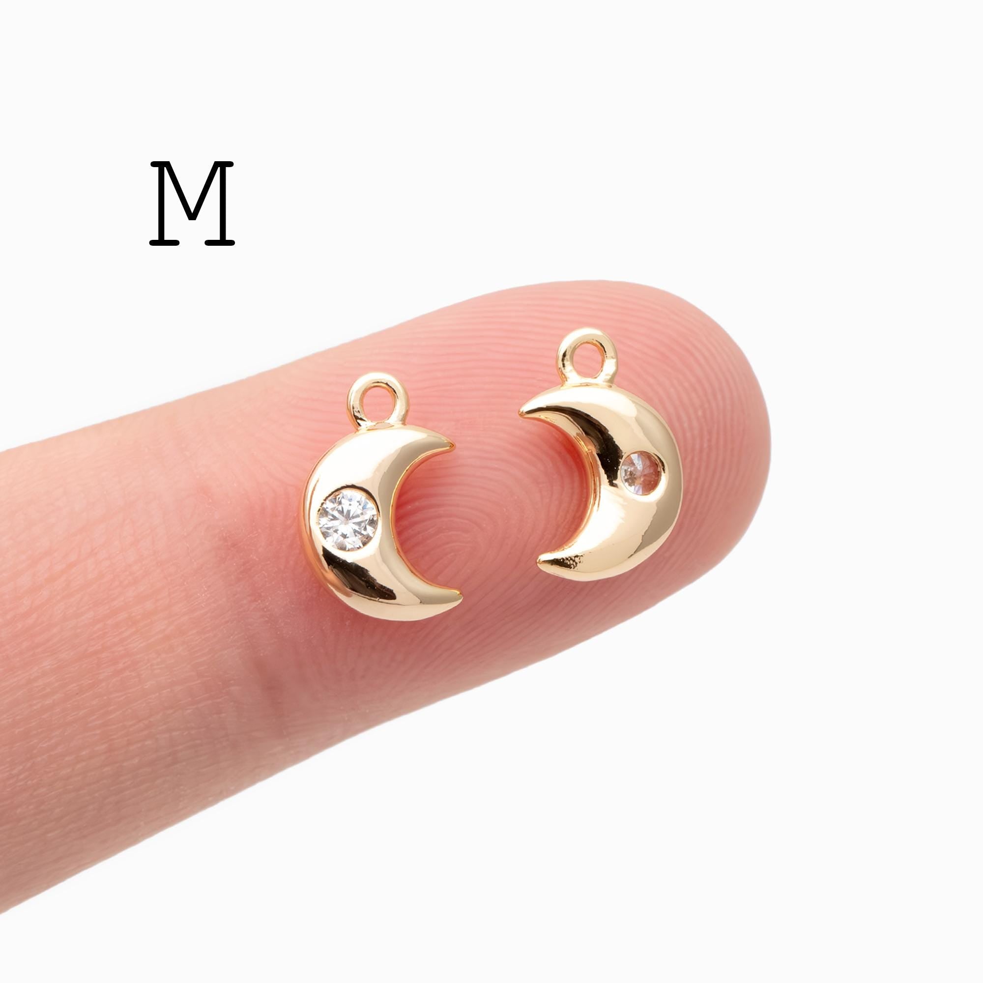 10pcs Gold/ Silver tone Moon Charms , 18K Gold/ Rhodium plated Brass, Moon Connector Pendants (GB-618)