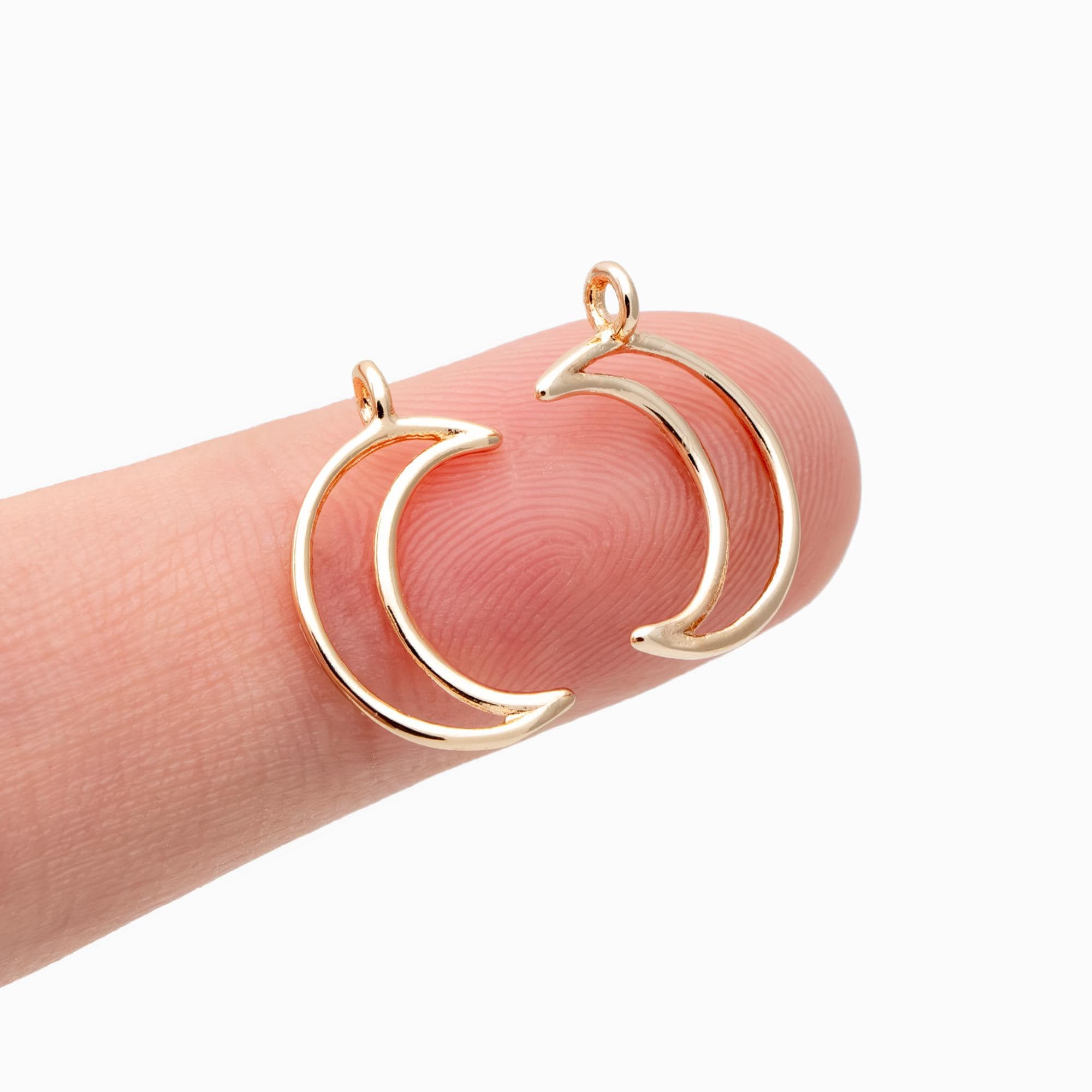 10pcs Gold plated Brass Moon Charms 16x10mm, Lead Nickel Free, Color Not Easily Tarnish (GB-618-I)