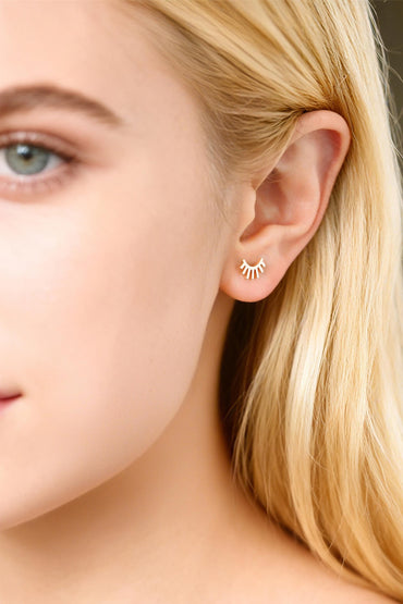 10pcs Gold/ Silver Eyelash Stud Earrings 5X10mm, Gold/ Rhodium Plated Brass Minimalist Lash Earrings (GB-3867)