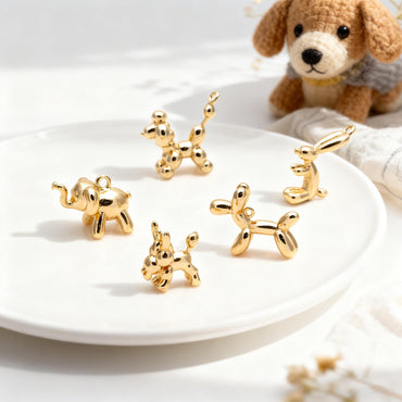 10pcs Gold Balloon Animal Charm, Jewelry Making, Diy Material, Jewelry Supplies (GB-2034)