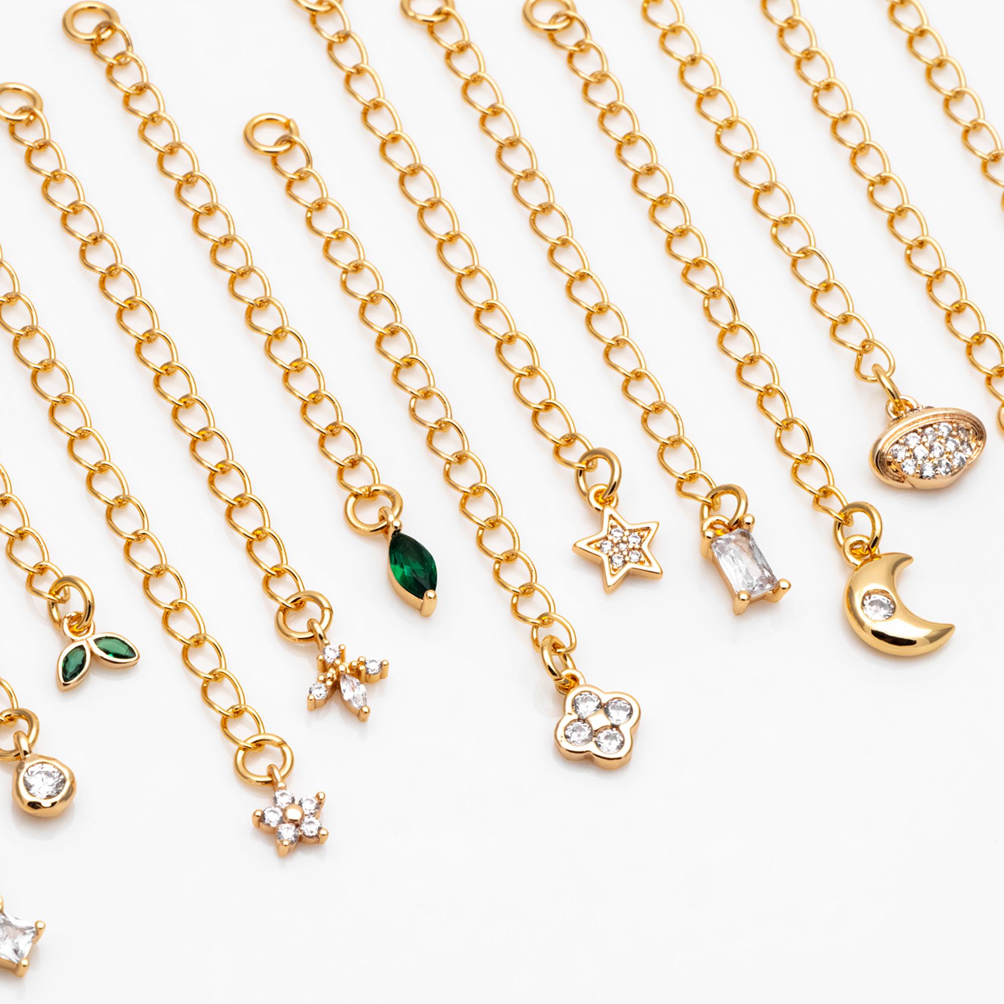 4pcs Gold/ Silver Tone Lobster Claw Clasps with Extender Chain , Gold/ Rhodium plated Brass, Necklace Bracelet Extension Chain (GB-4711)