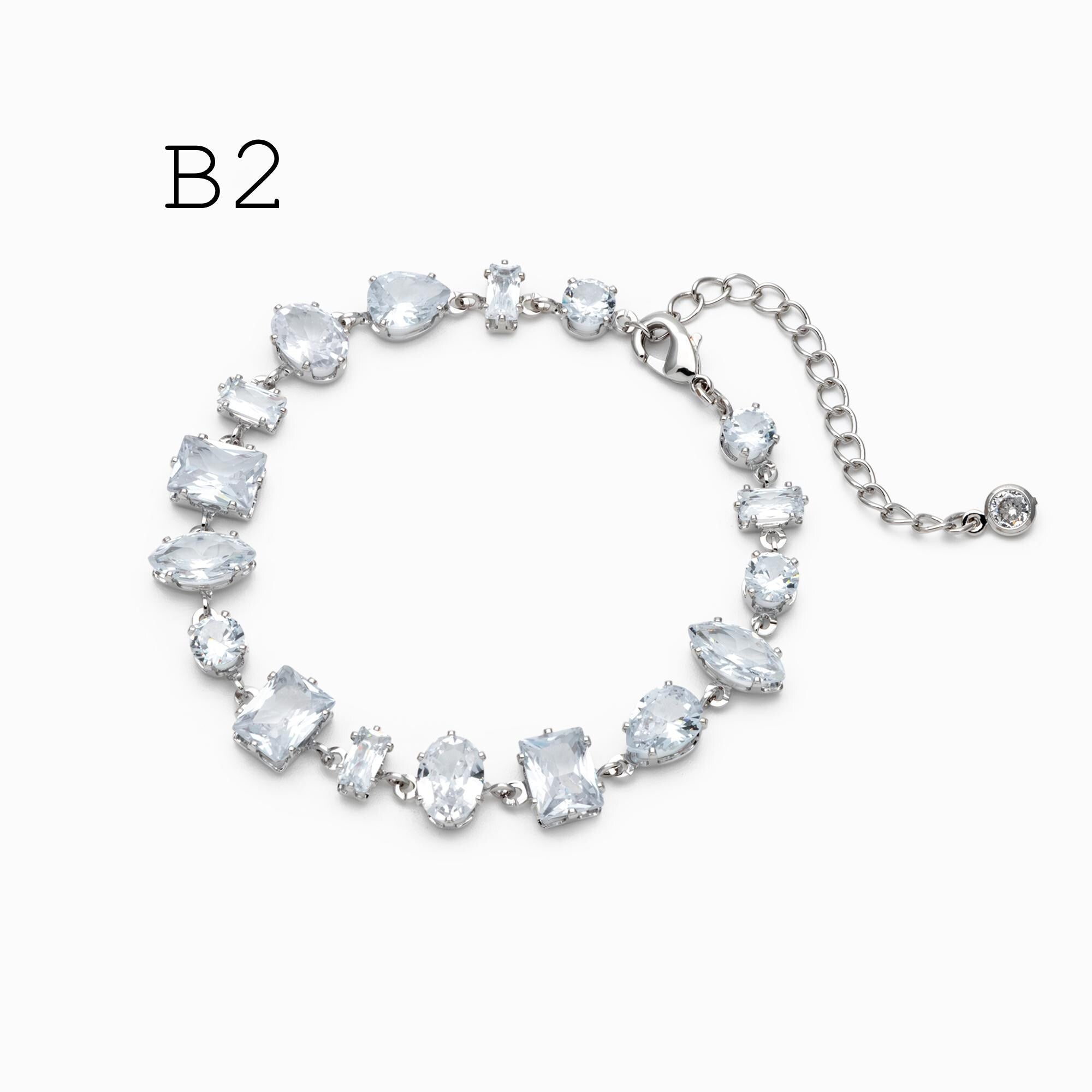 Sparkly CZ Pave Bracelet, Beaded Tennis Bracelets, Gold/ Rhodium plated Brass, Geometric Adjustable Bracelet (GB-4695)