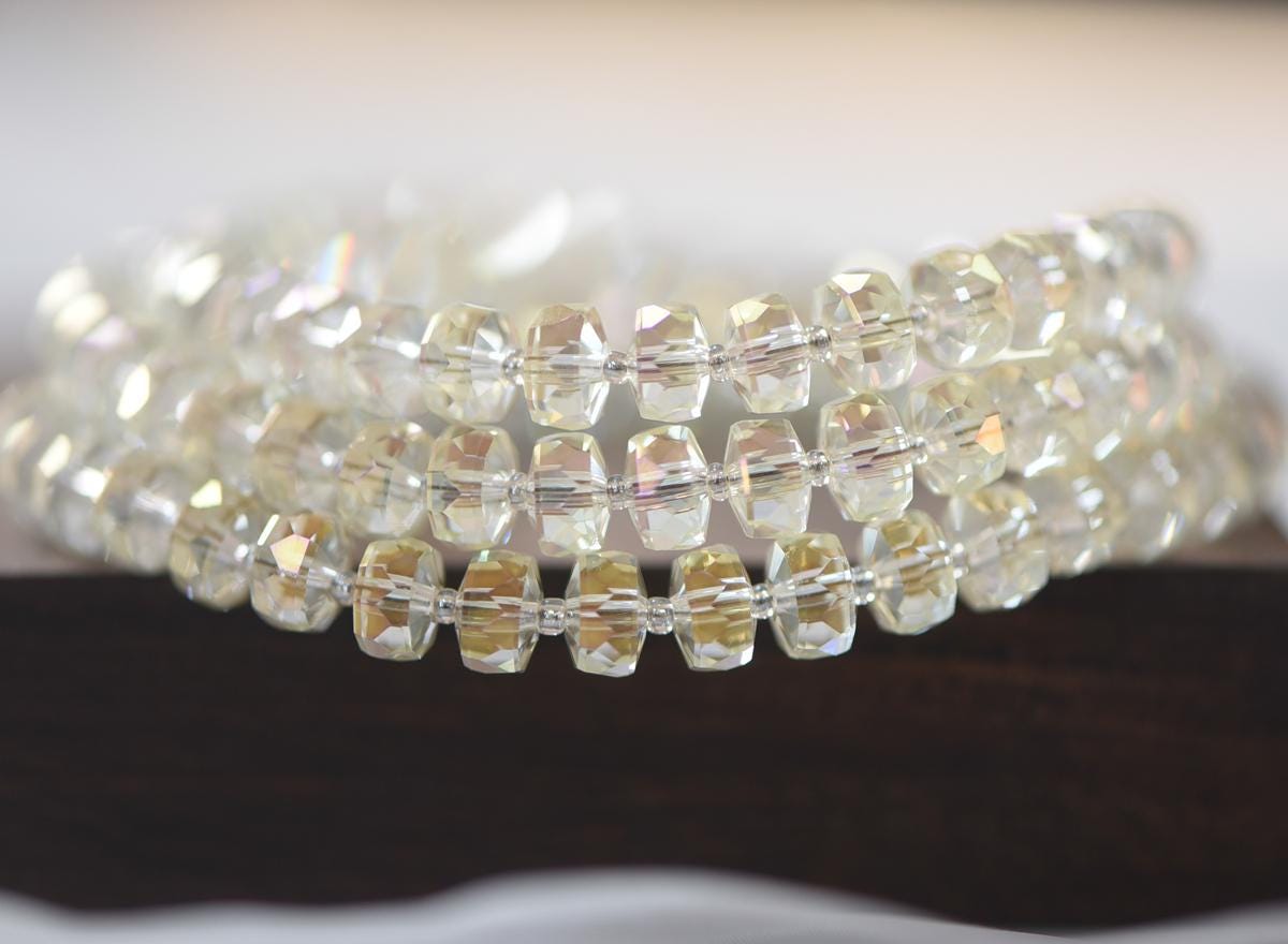 Faceted Crystal Rondelle Beads 6x4mm, Glass Coin Spacer Beads, (TS-90)/ 100 beads