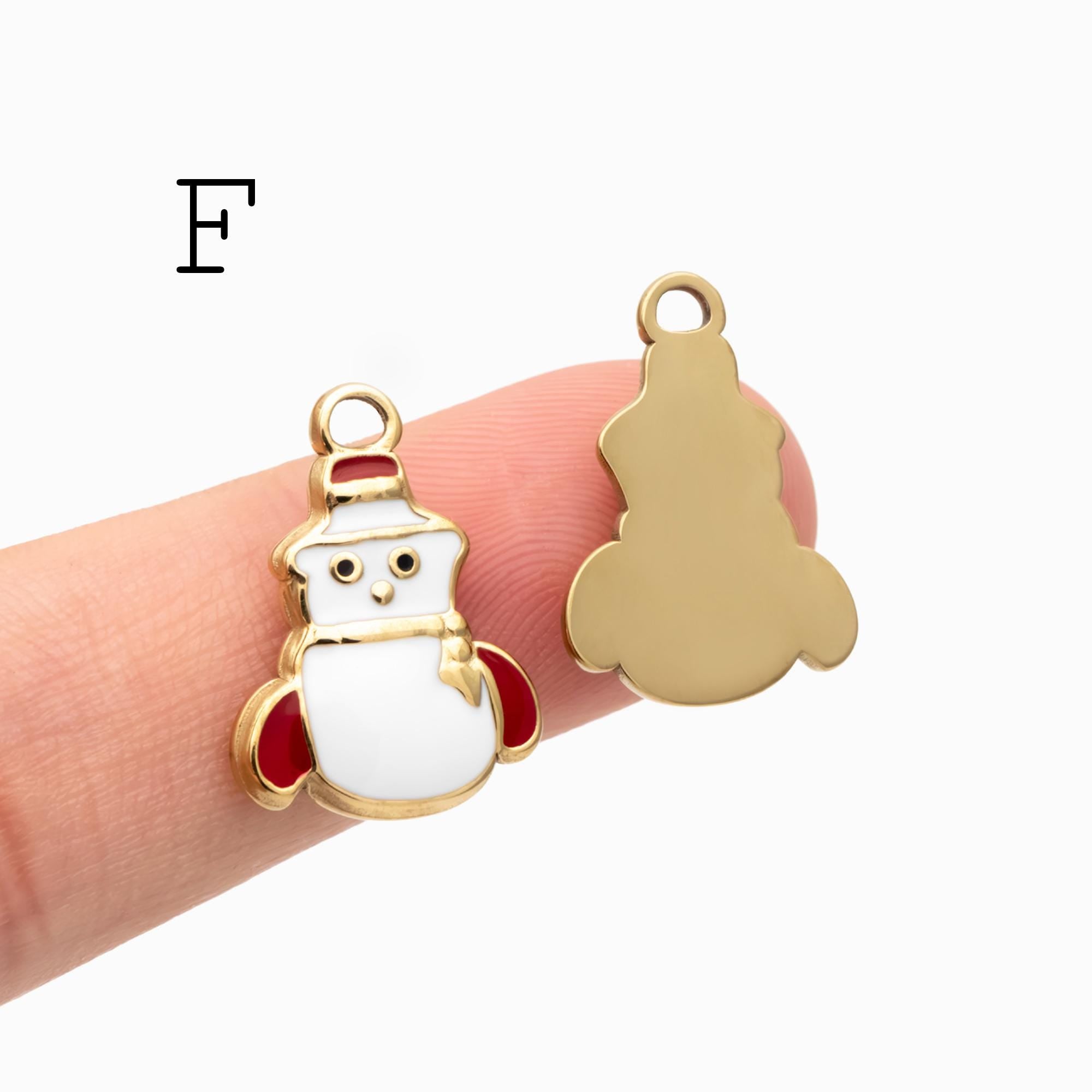 4pcs Enamel Christmas Charms, PVD Gold Stainless Steel, Jewelry Making Supply (GB-4700)