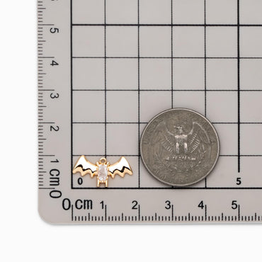 4pcs CZ Pave Gold Bat Charms, Real Gold plated Brass Halloween Charm (GB-4719)