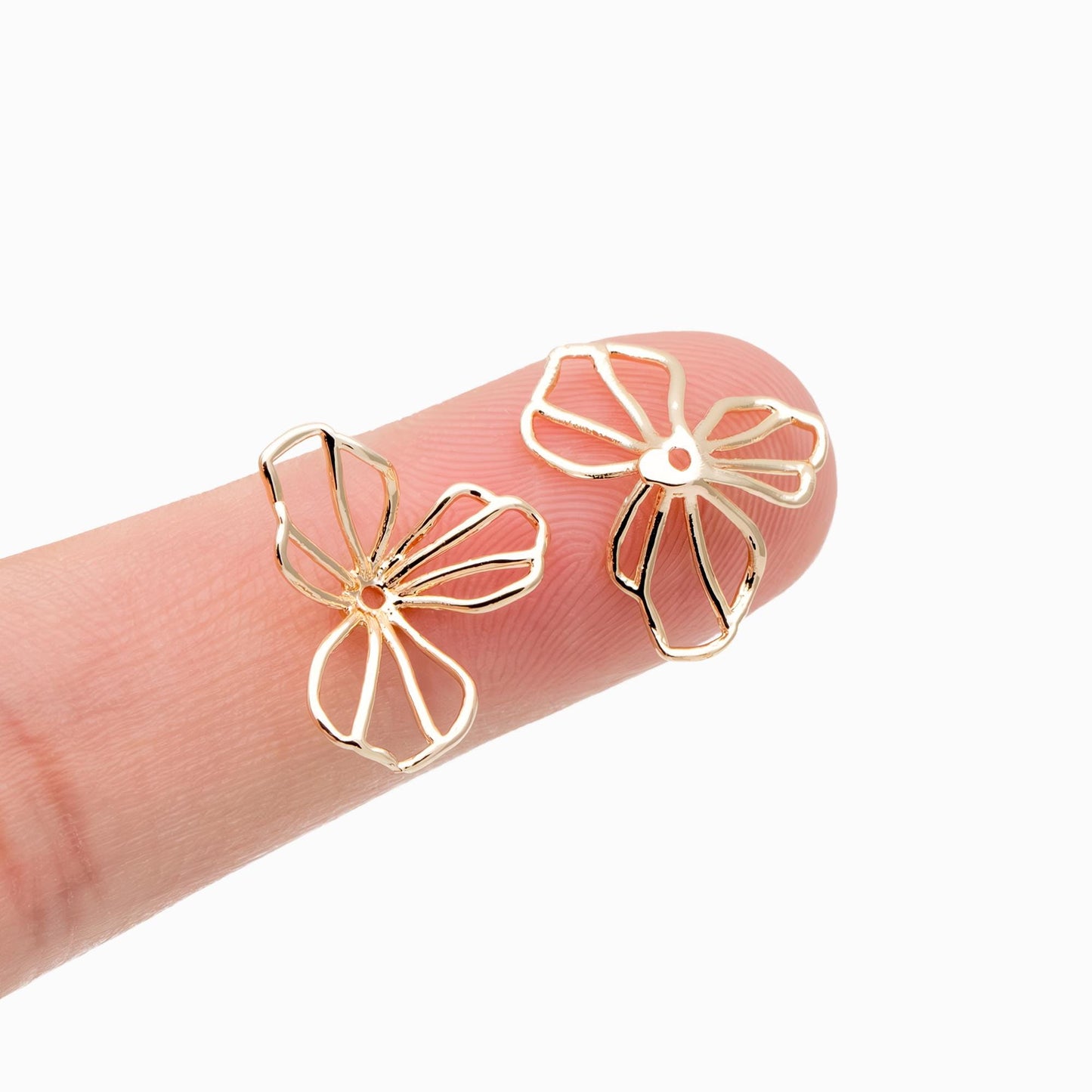 10pcs Flower Bead Caps, Real Gold plated Brass, Floral Spacer Beads (GB-4716)