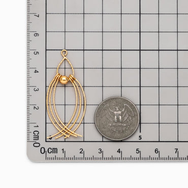 4pcs Gold Tearrdop Charms, Gold plated Brass, Long Tassel Pendants (GB-4715)