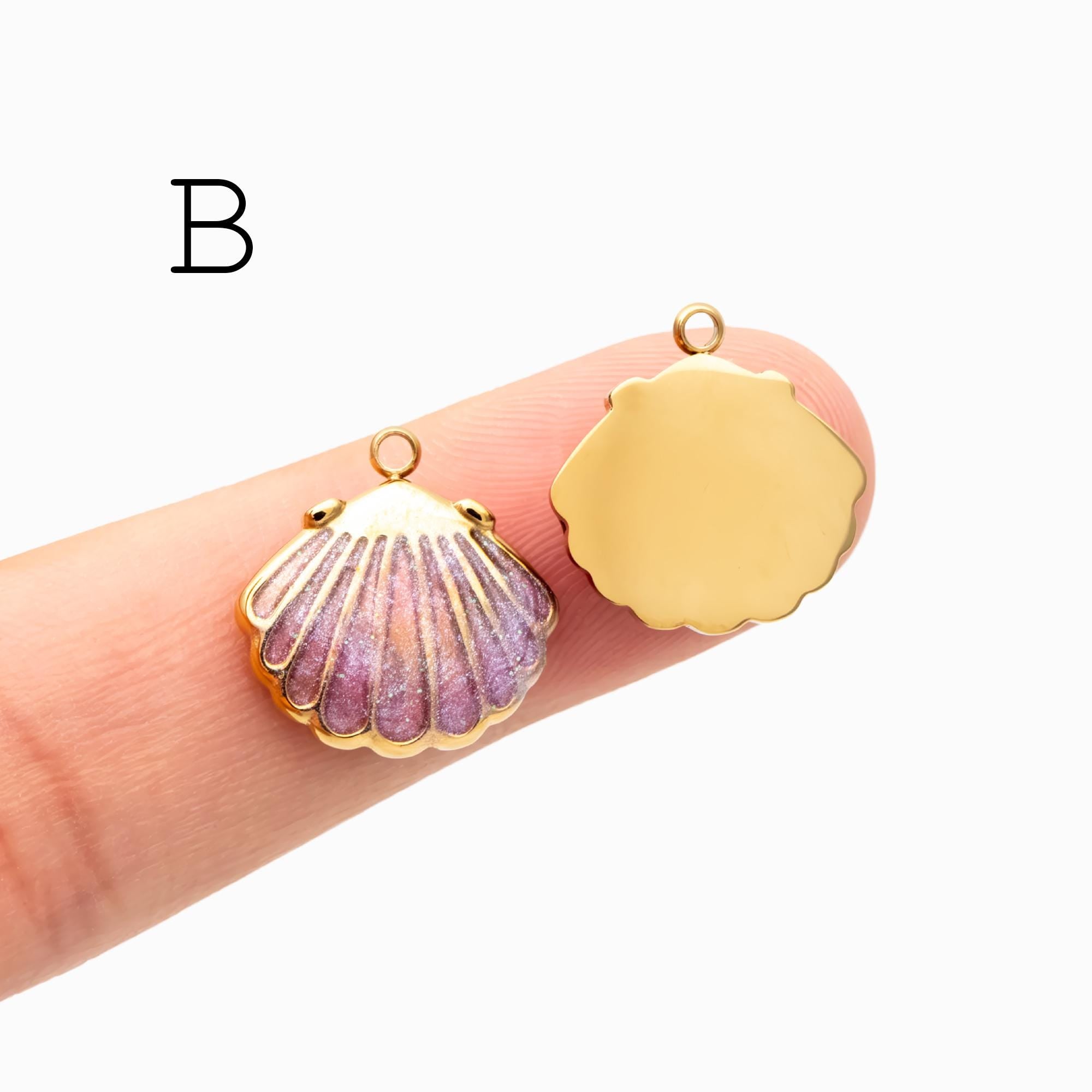 4pcs Enamel Beach Style Charms, PVD Gold Stainless Steel, Jewelry Making Supply (GB-4701)