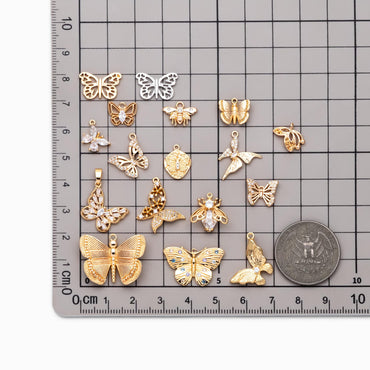 4pcs Delicate Butterfly Charms for Jewelry Making, Gold plated Butterfly Pendants (GB-3561)