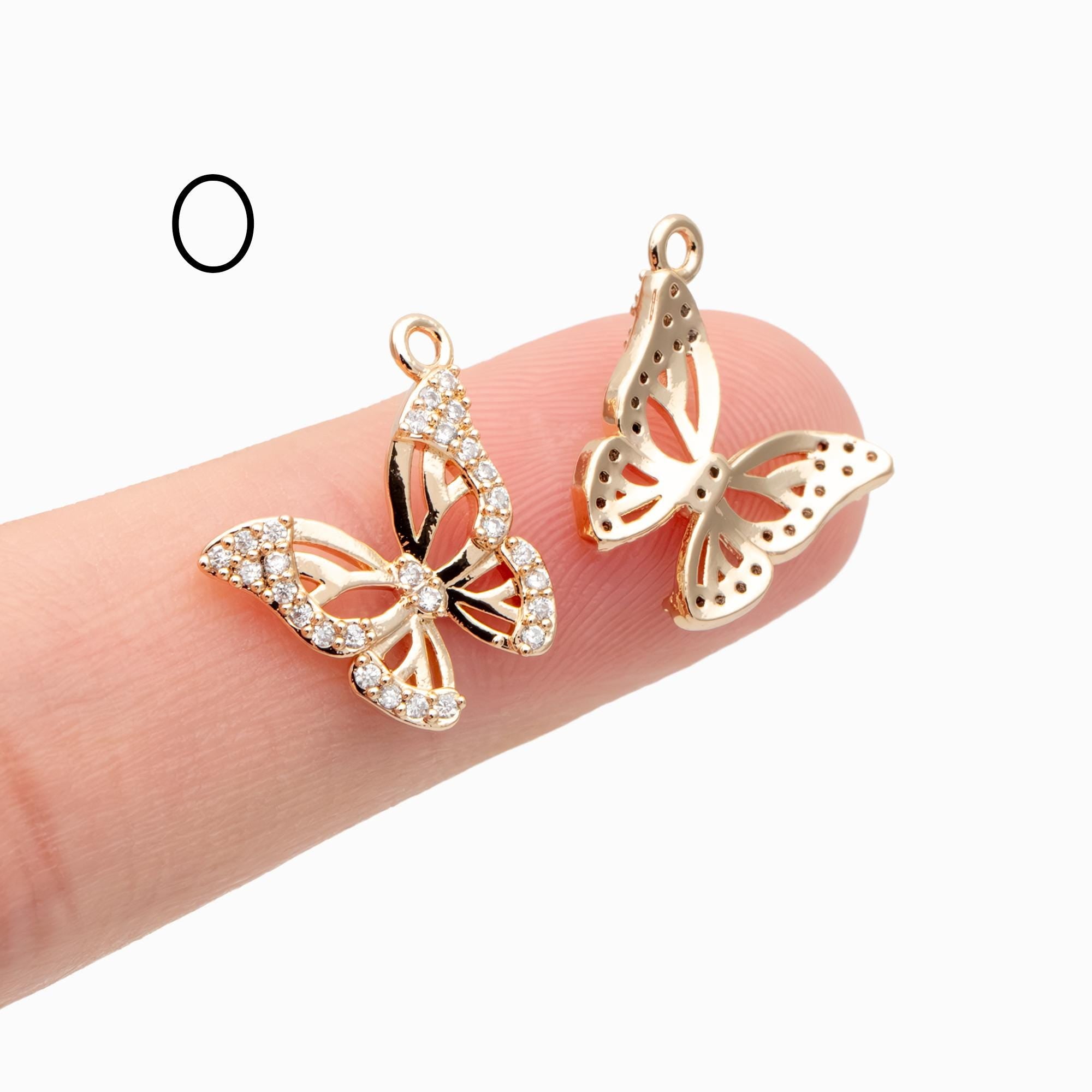 4pcs Delicate Butterfly Charms for Jewelry Making, Gold plated Butterfly Pendants (GB-3561)