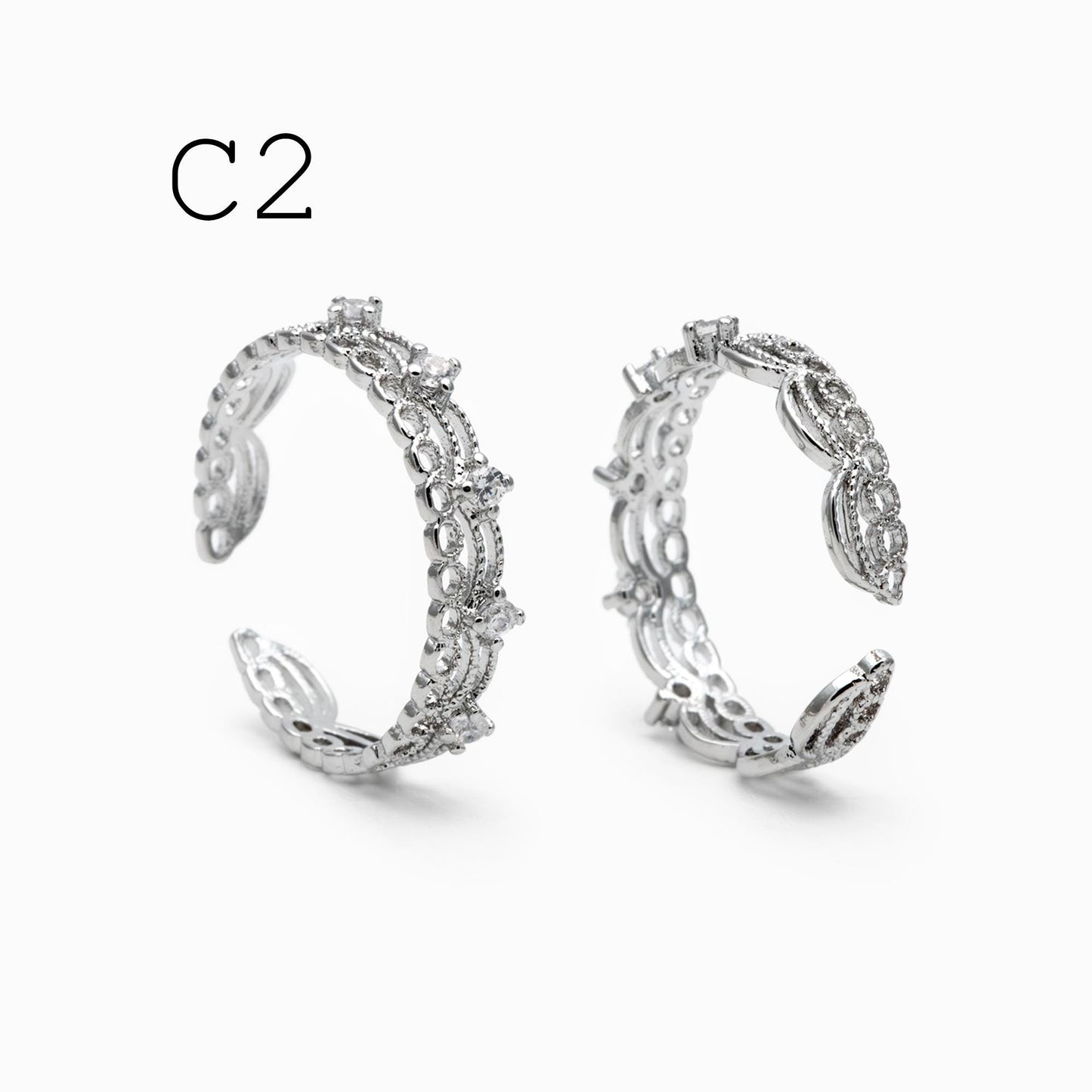 4pcs Gold/ Silver Tone Lace Finger Ring, Gold/ Rhodium plated Brass, Gift for Her, Stackable Ring, Minimalist Ring(#JZ-001)