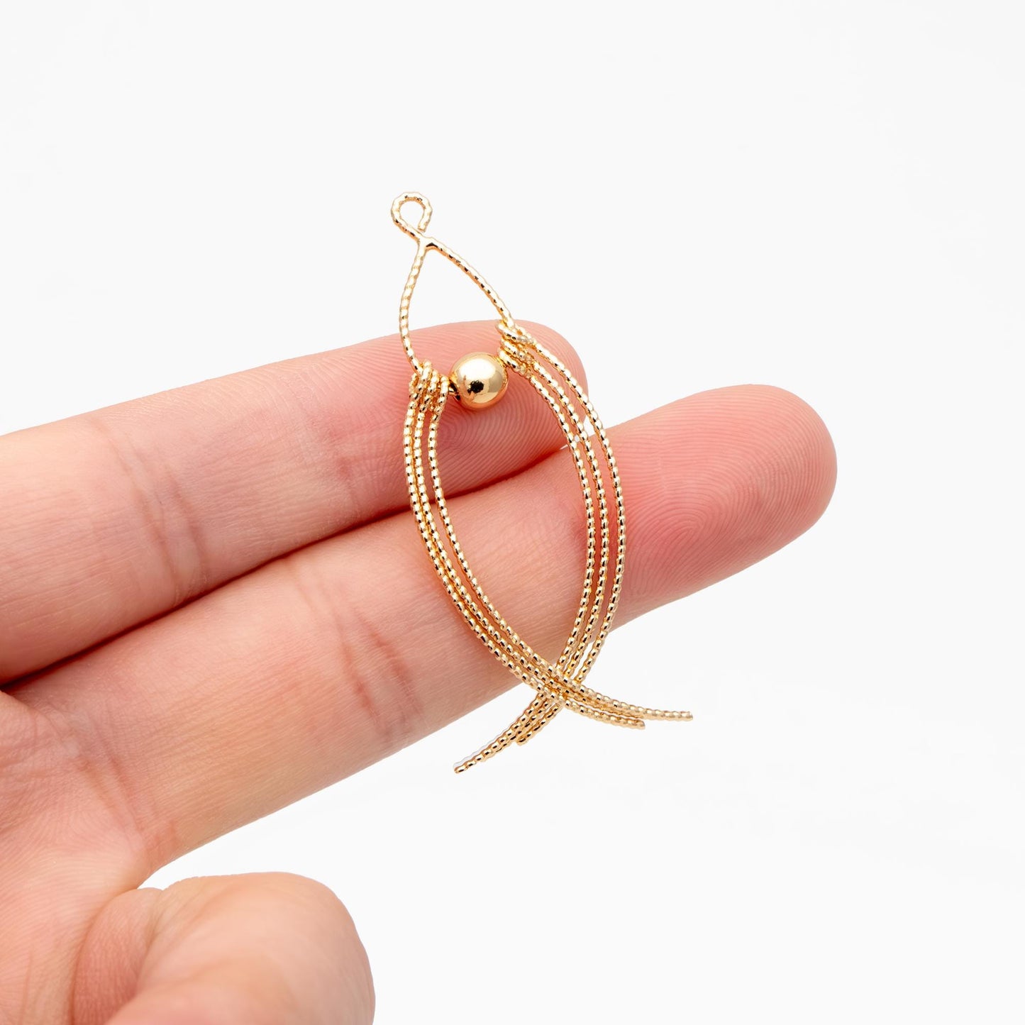 4pcs Gold Tearrdop Charms, Gold plated Brass, Long Tassel Pendants (GB-4715)