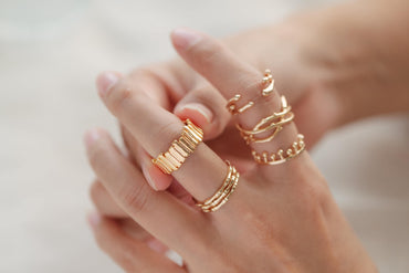 4pcs Gold Triple Band Ring, Everyday Ring, Modern Style Ring, Fashion Rings, Minimalist Ring (#GB-3629)