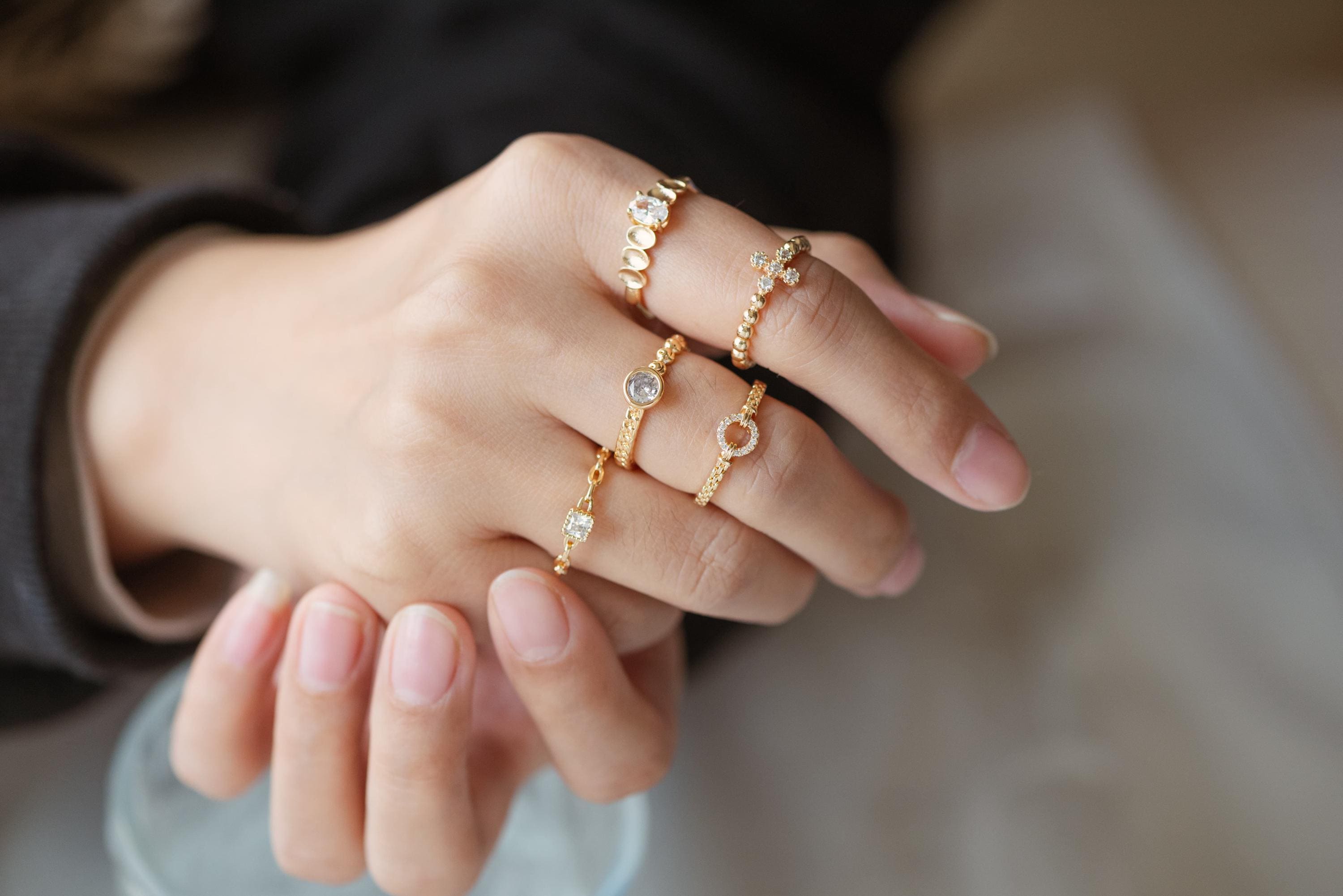 4pcs Gold CZ Ring, Dainty Ring, Stackable Ring, Rings for Women (#JZ-015)