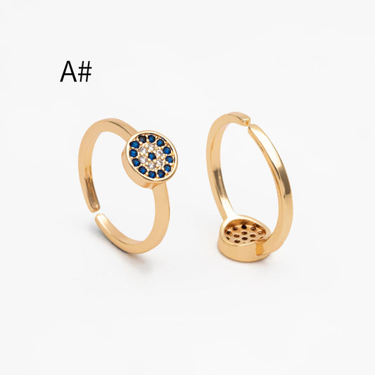 4pcs CZ Pave Gold/ Silver Tone Eye Ring, Hamsa Ring, Thin Ring, Everyday Ring, Fashion Rings, Dainty Rings, Adjustable Ring (#JZ-026)