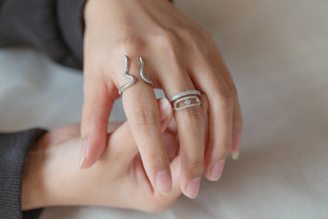 4pcs CZ Pave Gold/ Silver Tone Snake Ring, Evil Eye Ring, Weeding Ring, Fashion Rings, Dainty Rings, Adjustable Ring (#JZ-023)