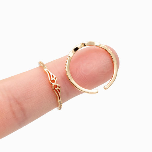 4pcs CZ Pave Wing Ring, Modern Style Ring, Fashion Rings, Dainty Rings, Adjustable Ring (#JZ-002)