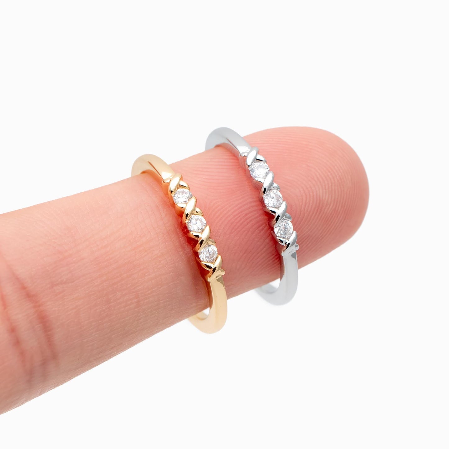 4pcs CZ Pave Gold/ Silver Minimalist Ring, Dainty Ring, Thin Ring, Stackable Ring (#JZ-005)