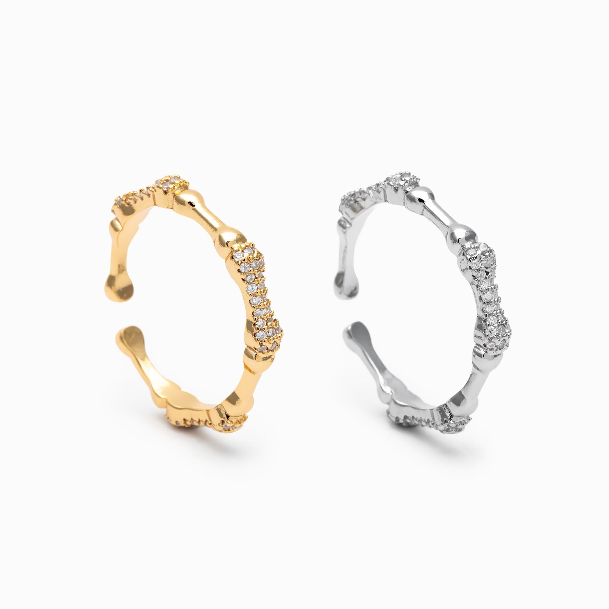 4pcs CZ Pave Gold Finger Ring, Bone Ring, Everyday Ring, Modern Style Ring, Fashion Rings, Dainty Rings (#JZ-009)