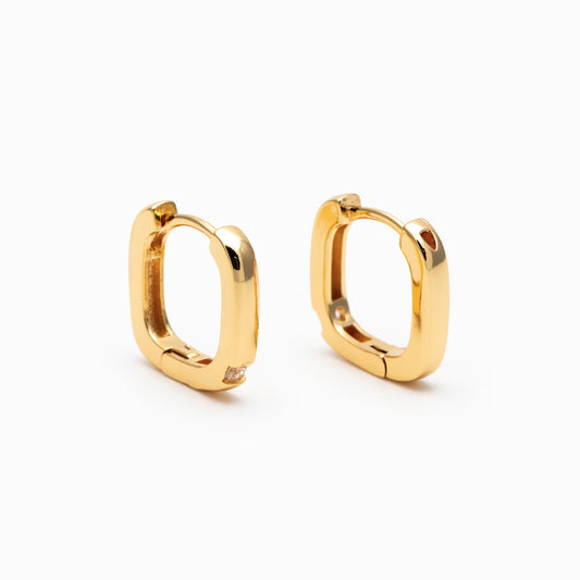4pcs CZ Pave Gold/ Silver Square Huggie Earrings 11mm, 18K gold/ rhodium plated Brass, Minimalist Hoop Earrings (GB-4734)