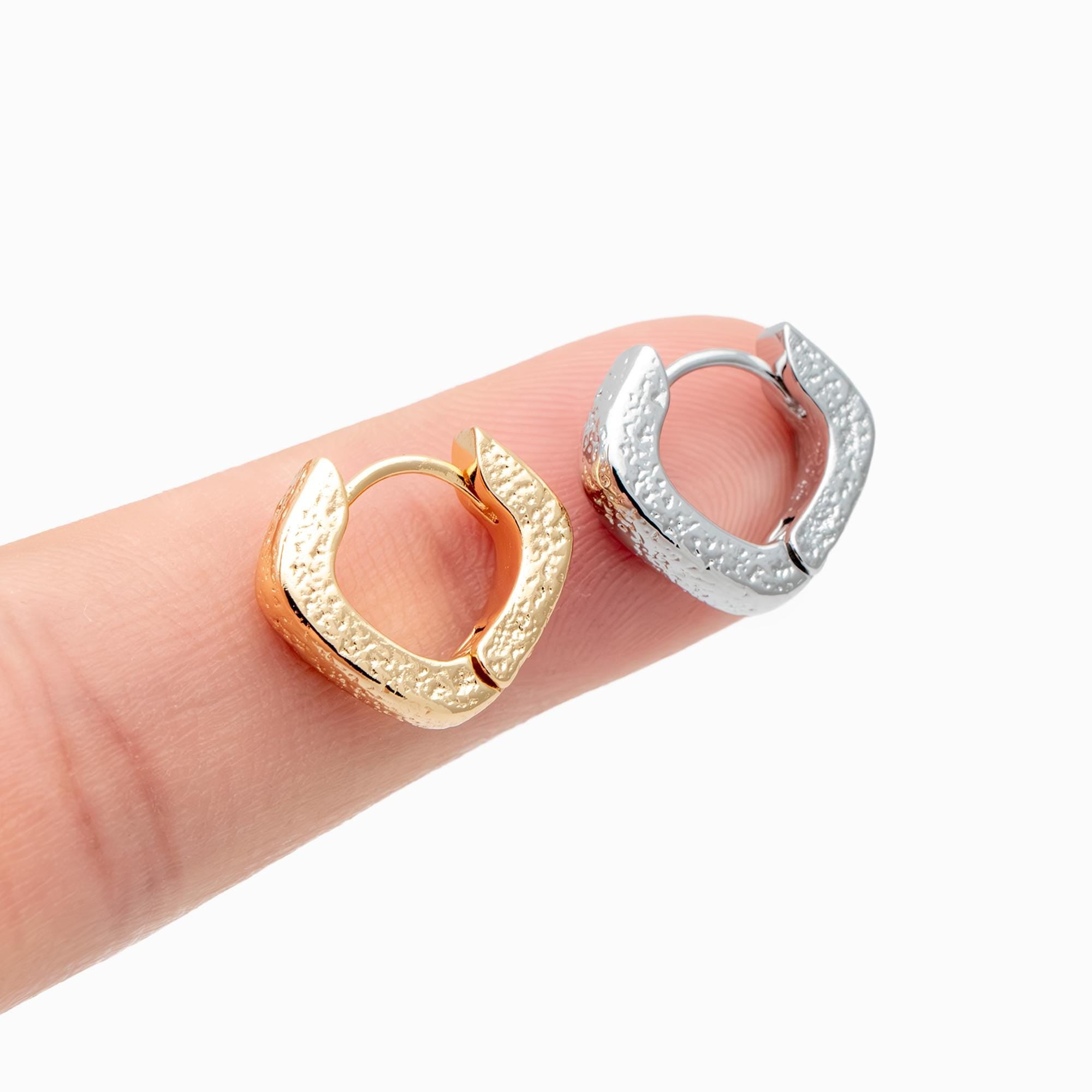 4pcs Gold/ Silver Tone Rhombus Earrings, 18K Gold/ Rhodium plated Brass, Huggie Earrings, Minimalist Earrings (GB-4735)