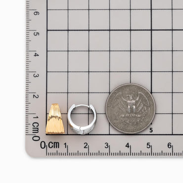 4pcs Gold/ Silver Tone Circle Hoop Earrings, 18K Gold/ Rhodium plated Brass, Chunky Huggie Earrings (GB-4738)