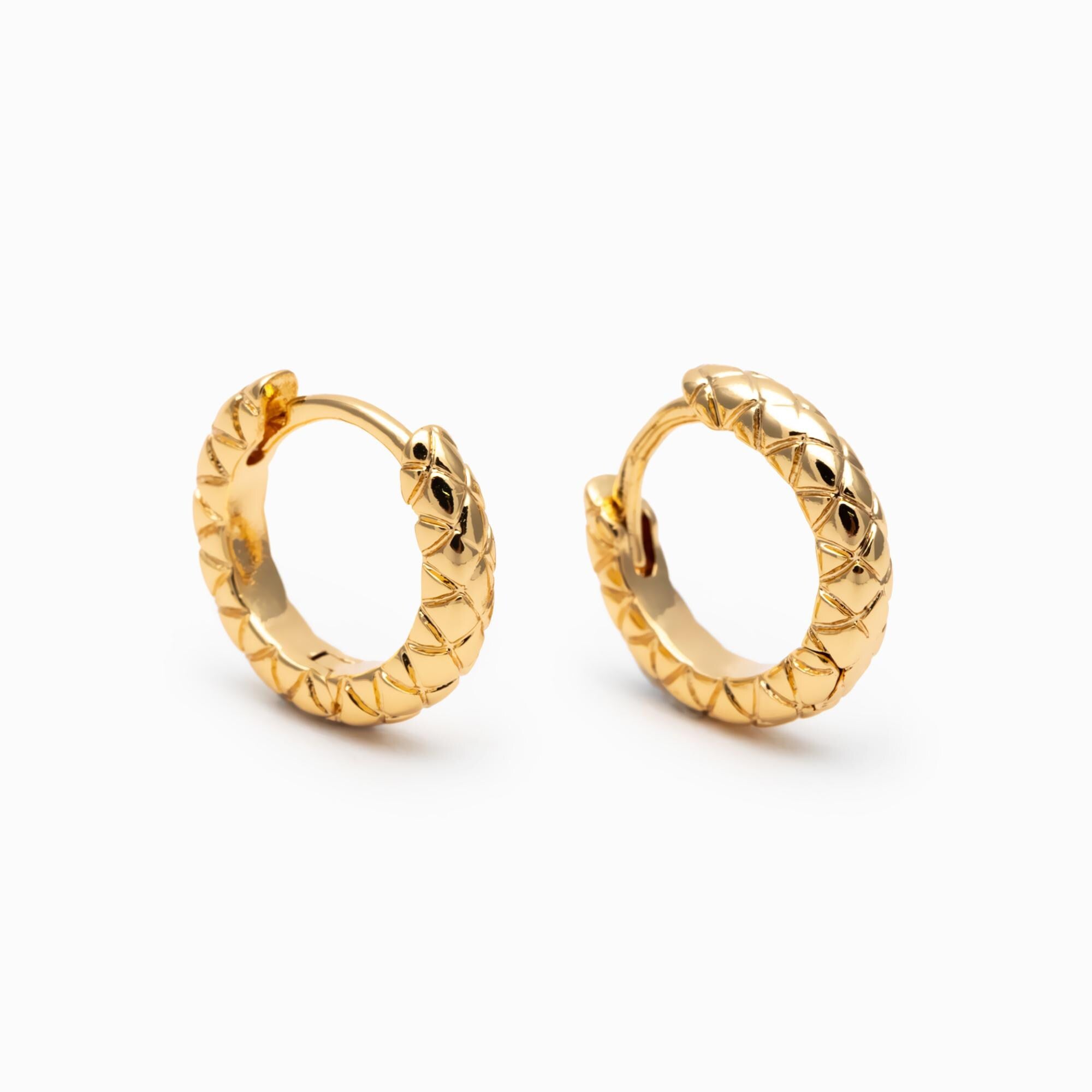 10pcs Gold/ Silver Textured Hoop Earrings, Huggie Earrings, Minimalist Earring, Small Gold Hoops Earring (GB-4741)