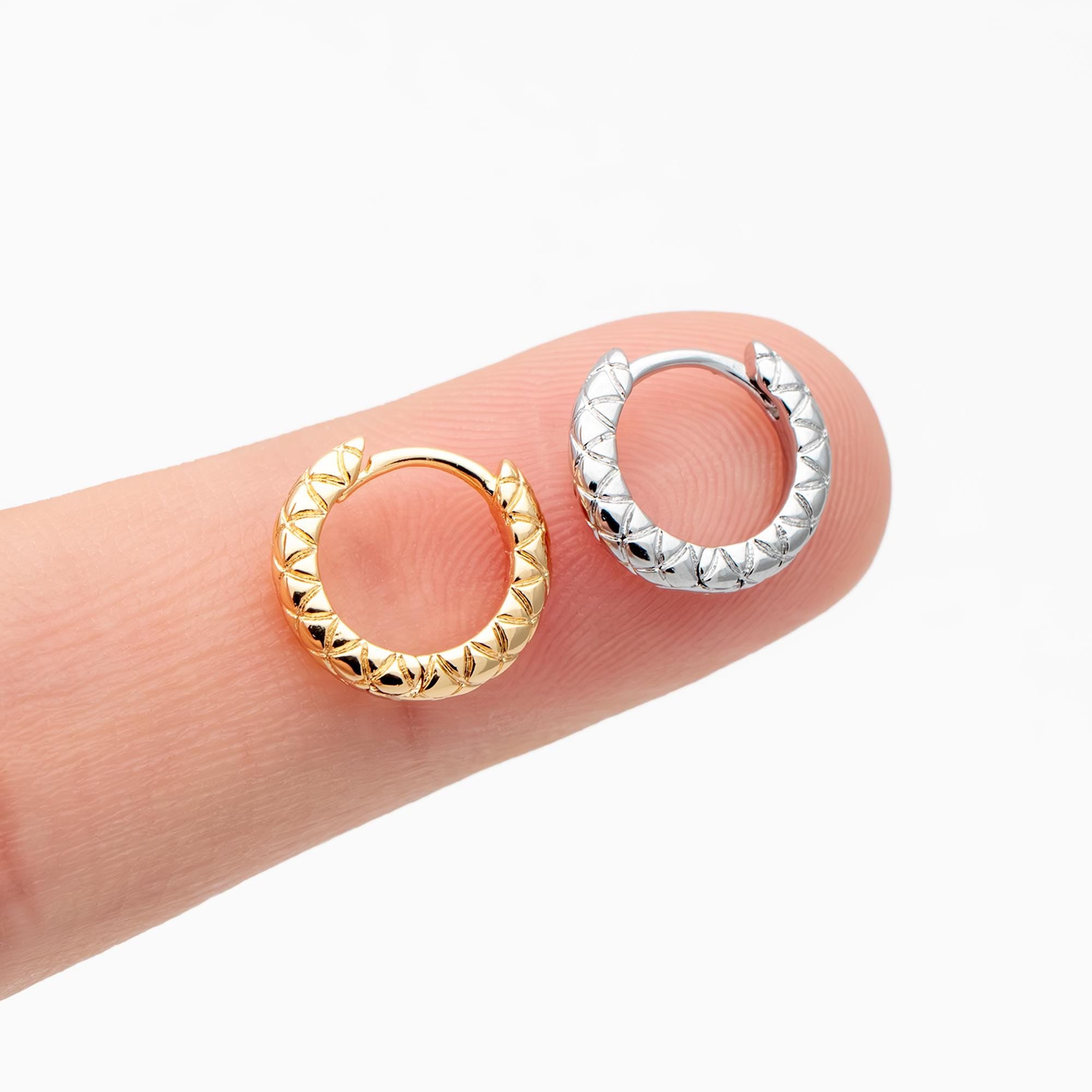 10pcs Gold/ Silver Textured Hoop Earrings, Huggie Earrings, Minimalist Earring, Small Gold Hoops Earring (GB-4741)