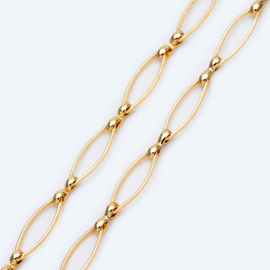 18K Gold plated Brass Oval Chains, Link Size 5x15mm (#LK-441)/ 1 Meter=3.3 ft