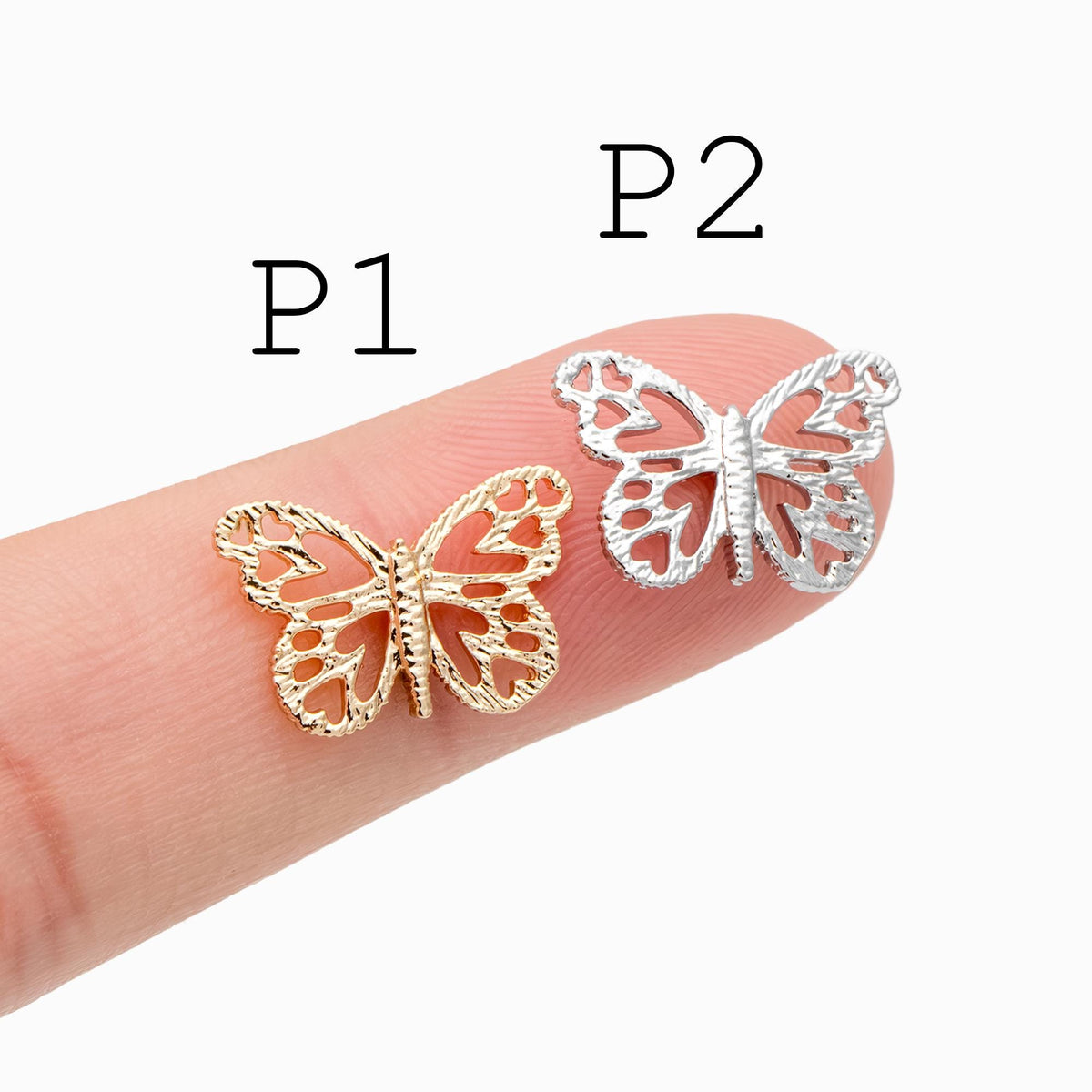 4pcs Delicate Butterfly Charms for Jewelry Making, Gold plated Butterfly Pendants (GB-3561)
