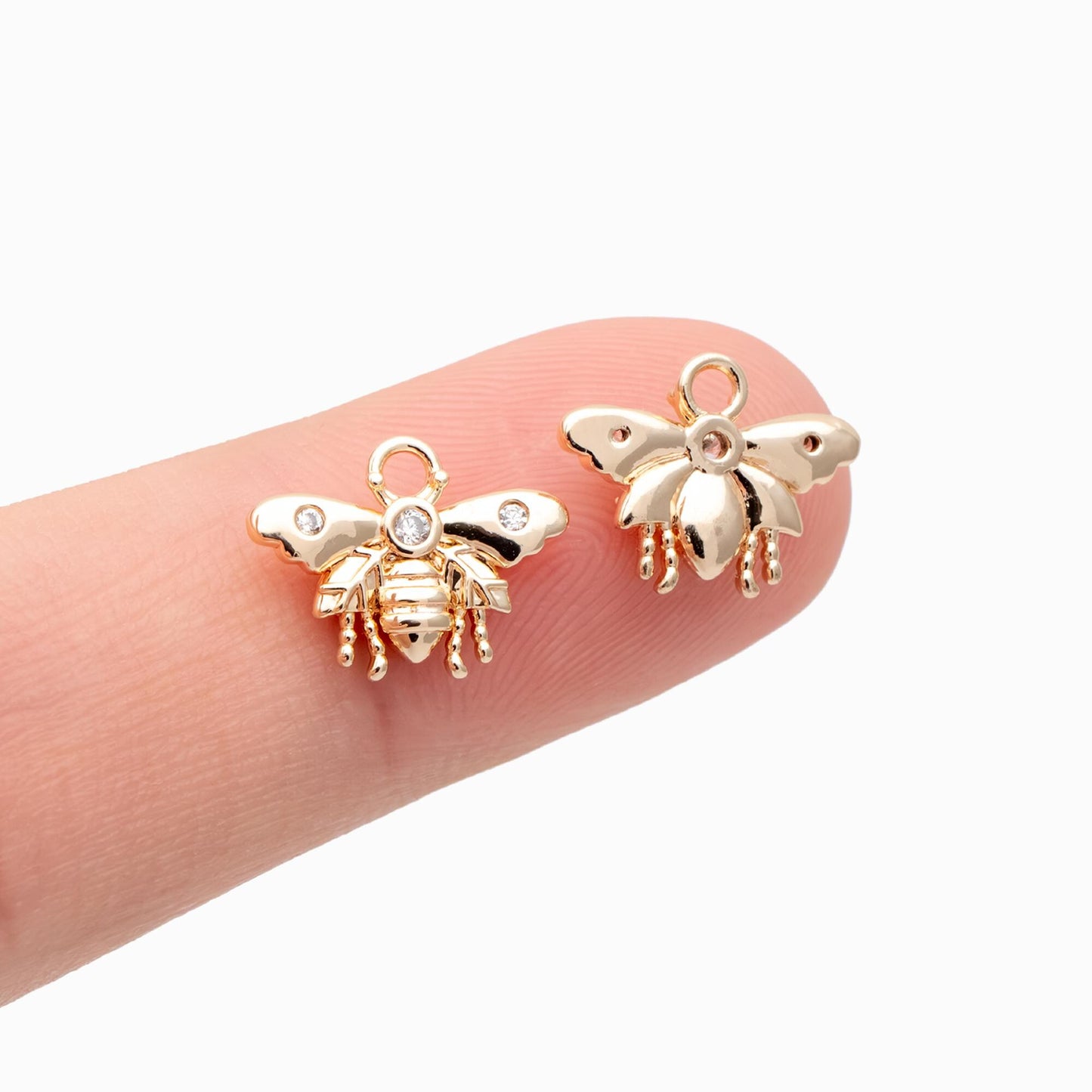 4pcs CZ Pave Gold Butterfly Charm 9x12mm, 18K Gold Plated Brass, Moth Pendants (GB-3561-L)
