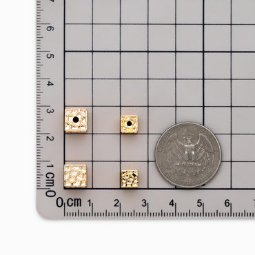 10pcs Gold Cube Spacers, 18K Gold plated Brass Square Beads, Jewelry Making, Diy Material, Jewelry Supplies (GB-2825)