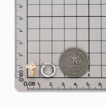 4pcs CZ Pave Hoop Earrings, Gold/ Silver tone Rectangle Huggie Earrings (GB-4730)