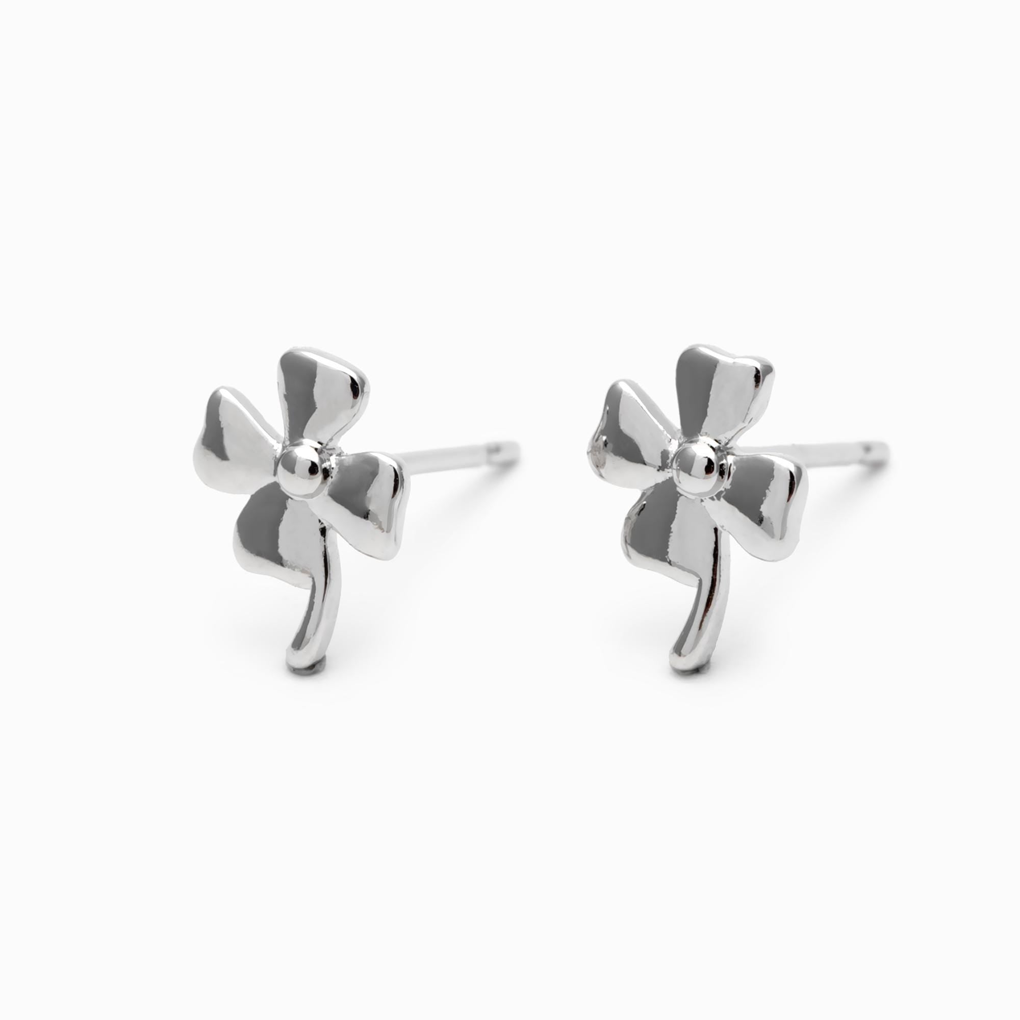 10pcs Gold/ Silver Tone Clover Earrings, Dainty Flower Stud Earrings (GB-4731)