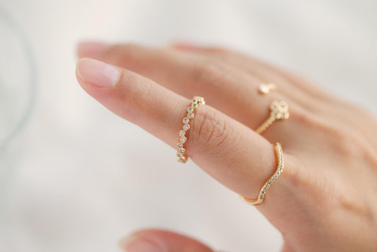 4pcs CZ Pave Gold/ Silver Minimalist Ring, Modern Style Ring, Fashion Rings, Dainty Rings, Adjustable Ring (#JZ-028)