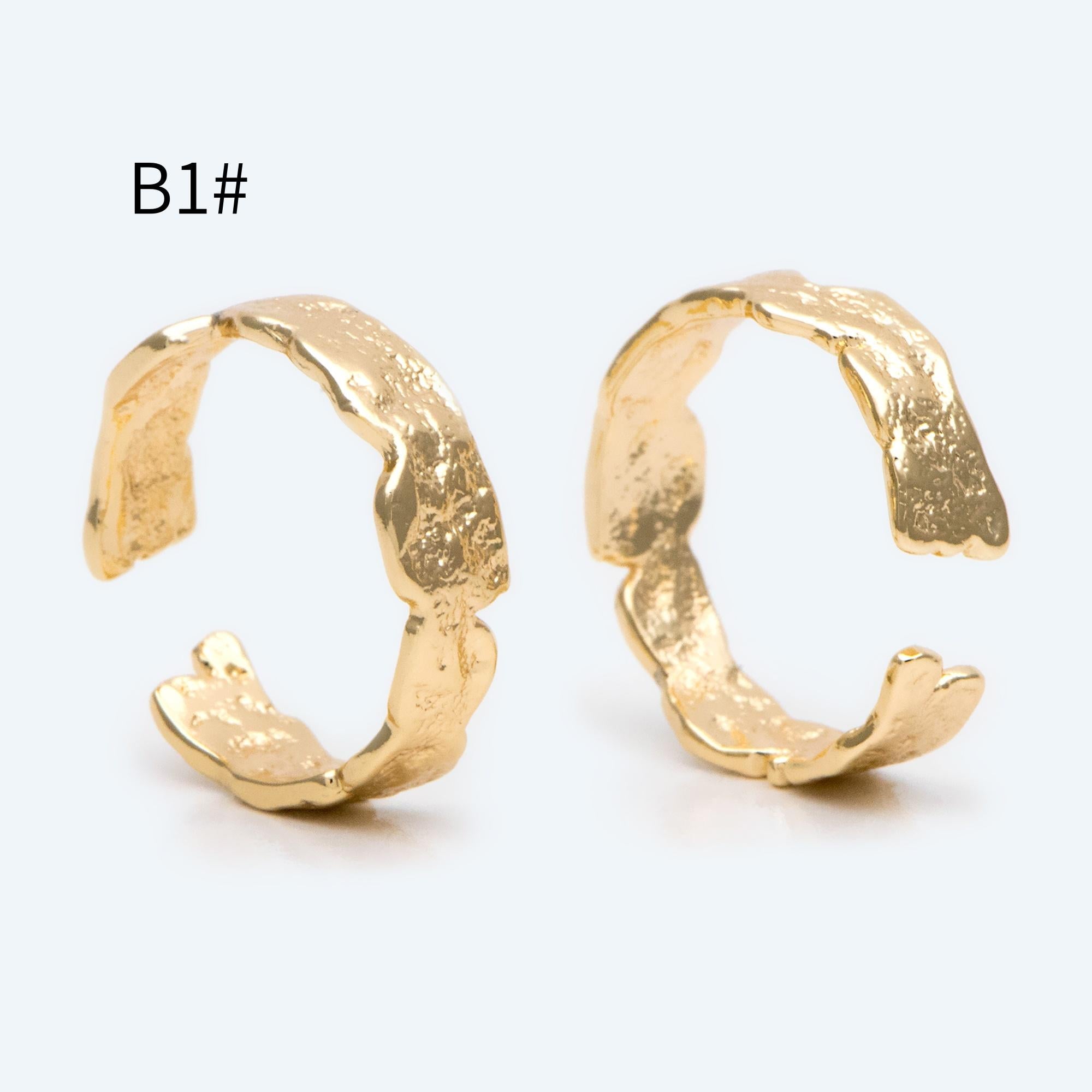 4pcs Gold/ Silver Hammered Ring, Purple CZ Ring, Stacking Ring, Statement Ring, Adjustable Ring (#JZ-030)