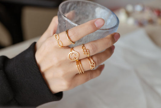 4pcs Gold/ Silver Double Band Triangle Ring, Everyday Ring, Fashion Rings, Dainty Rings, Adjustable Ring (#GB-4167)