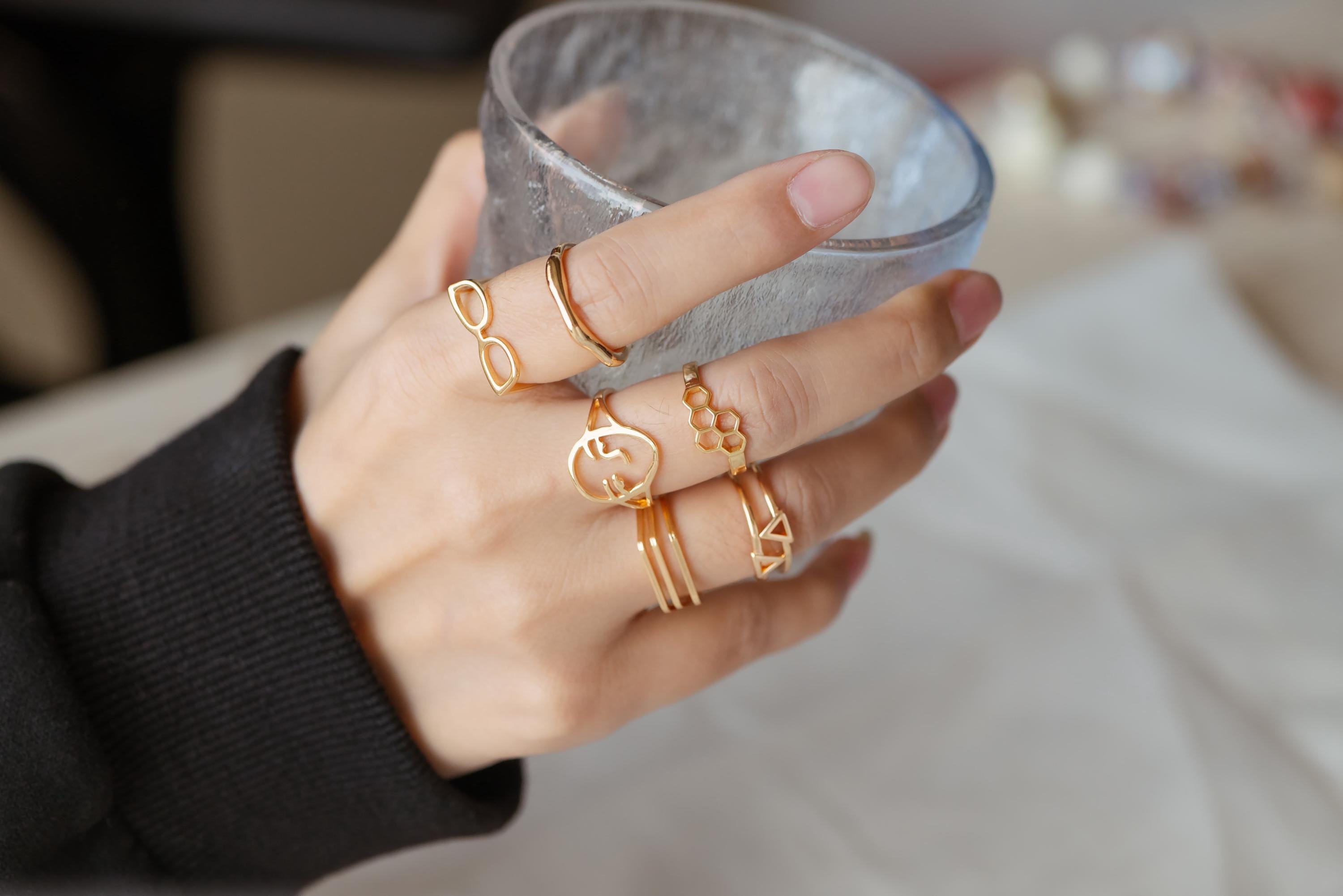 4pcs Gold/ Silver Ring, Everyday Ring, Fashion Rings, Dainty Rings, Adjustable Ring (#JZ-020)