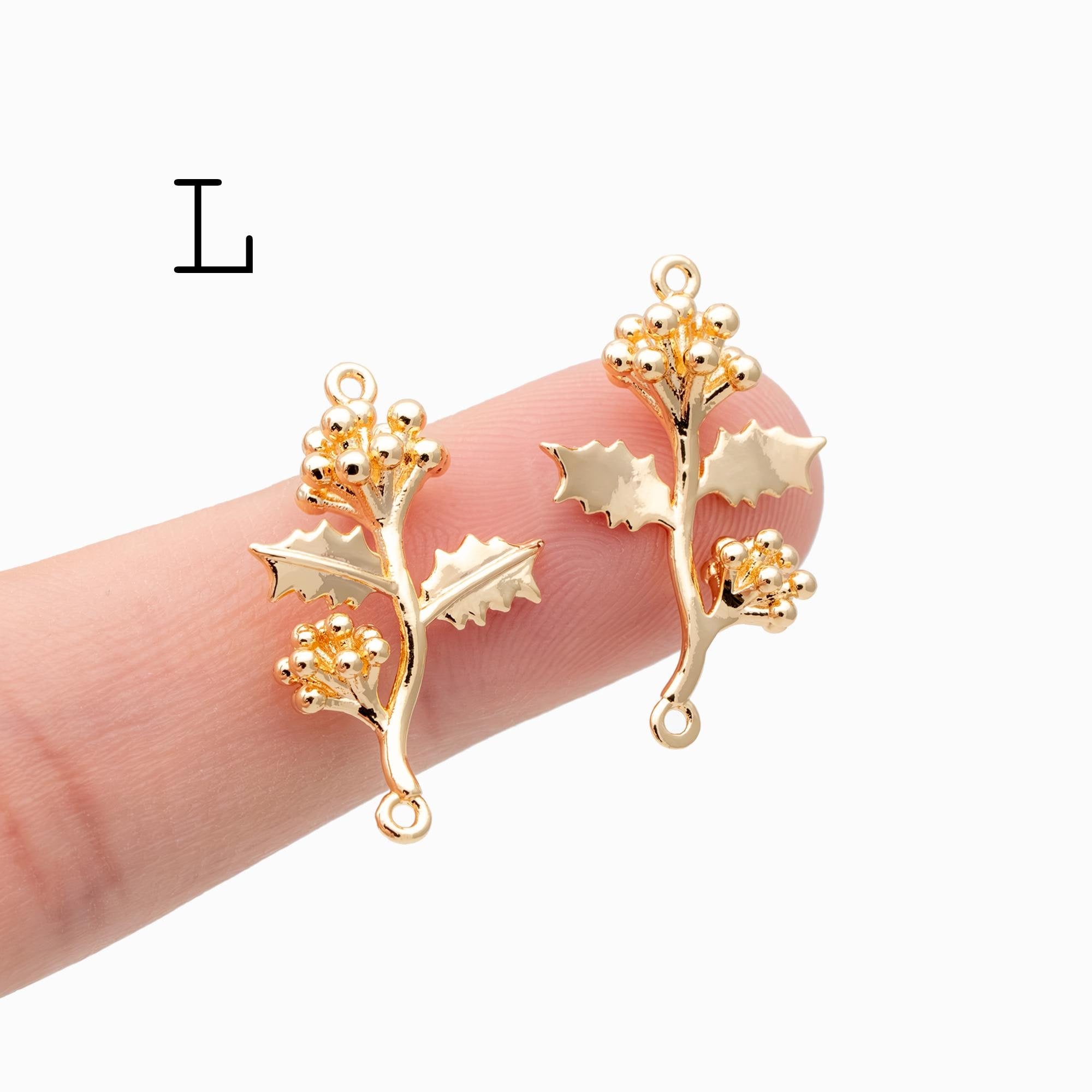 4 pieces- Gold 12 Month Birth Flower Connector Collection, Floral Necklace Pendants (GB-4725)