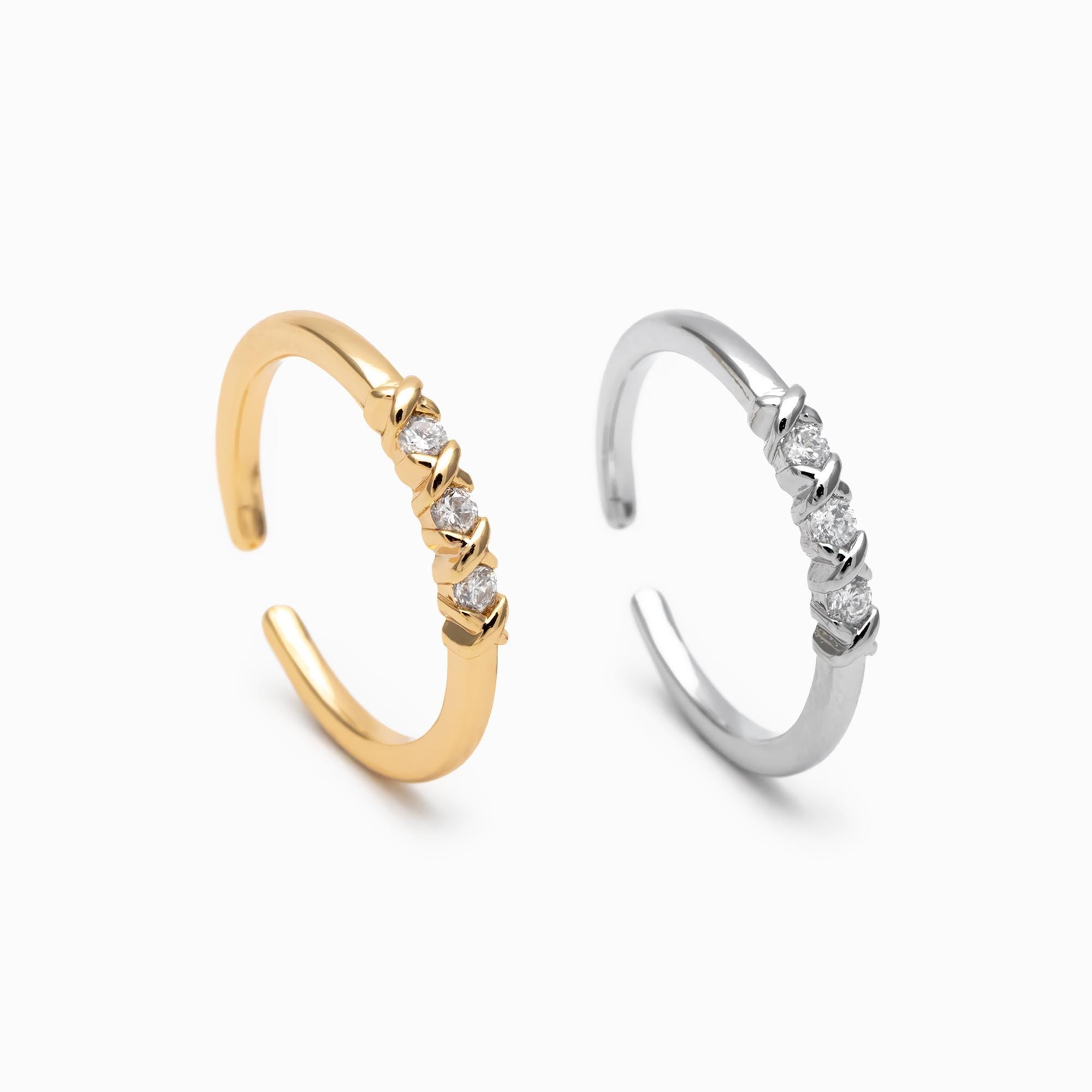 4pcs CZ Pave Gold/ Silver Minimalist Ring, Dainty Ring, Thin Ring, Stackable Ring (#JZ-005)