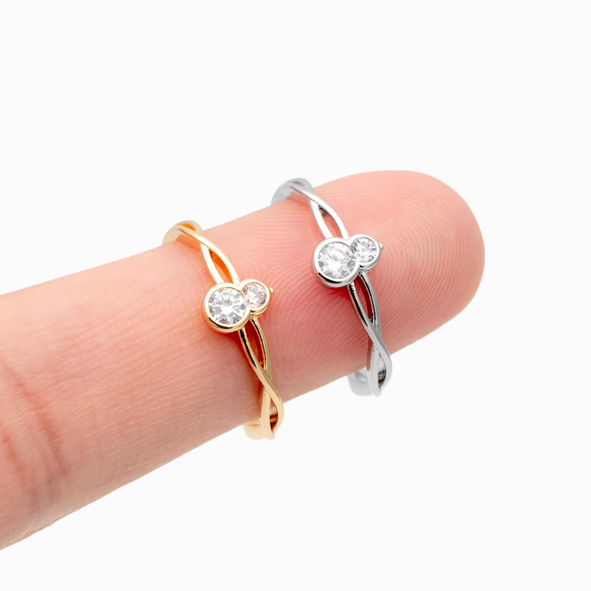 4pcs CZ Pave Gold/ Silver Gourd Ring, Modern Style Ring, Fashion Rings, Dainty Rings, Adjustable Ring (#JZ-008)
