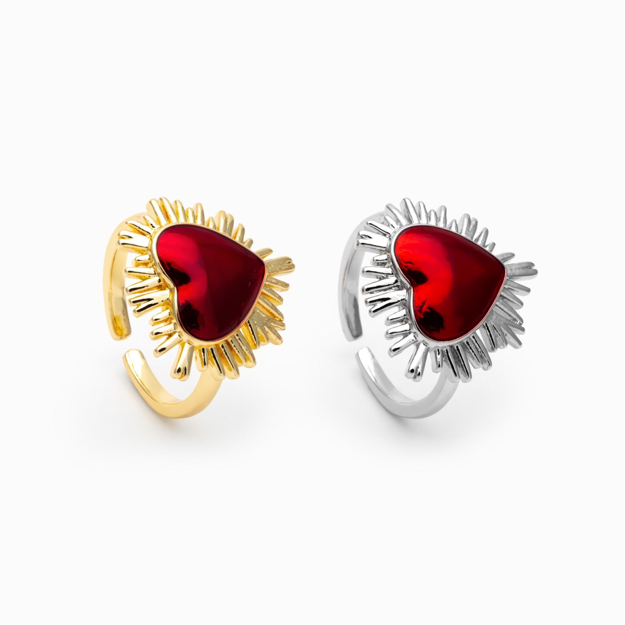 4pcs Gold/ Silver Red Heart Ring, Everyday Ring, Dainty Rings, Adjustable Ring (#JZ-013)