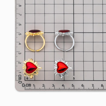 4pcs Gold/ Silver Red Heart Ring, Everyday Ring, Dainty Rings, Adjustable Ring (#JZ-013)