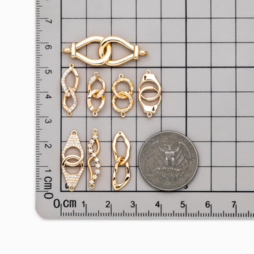 4pcs Gold Chain Connector Links, Bracelet Connector, Earring Findings, Jewelry Making, Diy Material, Jewelry Supplies (GB-2197)