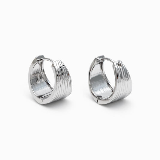 4pcs Gold/ Silver Tone Circle Hoop Earrings, 18K Gold/ Rhodium plated Brass, Chunky Huggie Earrings (GB-4738)