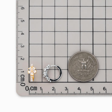 4pcs CZ Pave Gold/ Silver Flower Hoop Earrings, Faux Pearl Earrings, Dainty Huggie Earrings, Minimalist Earrings (GB-4739)