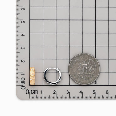 4pcs CZ Pave Gold/ Silver Hoop Earrings, 14mm, 18K Real Gold/ Rhodium plated Brass, Dainty Huggie Earrings, Minimalist Earrings (GB-4740)