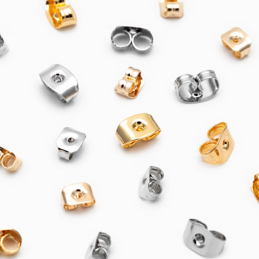 20pcs Gold / rhodium plated Brass Ear Nuts, Earring Back Stoppers 5mm/ 7mm, Jewelry Findings Wholesale (#GB-142)