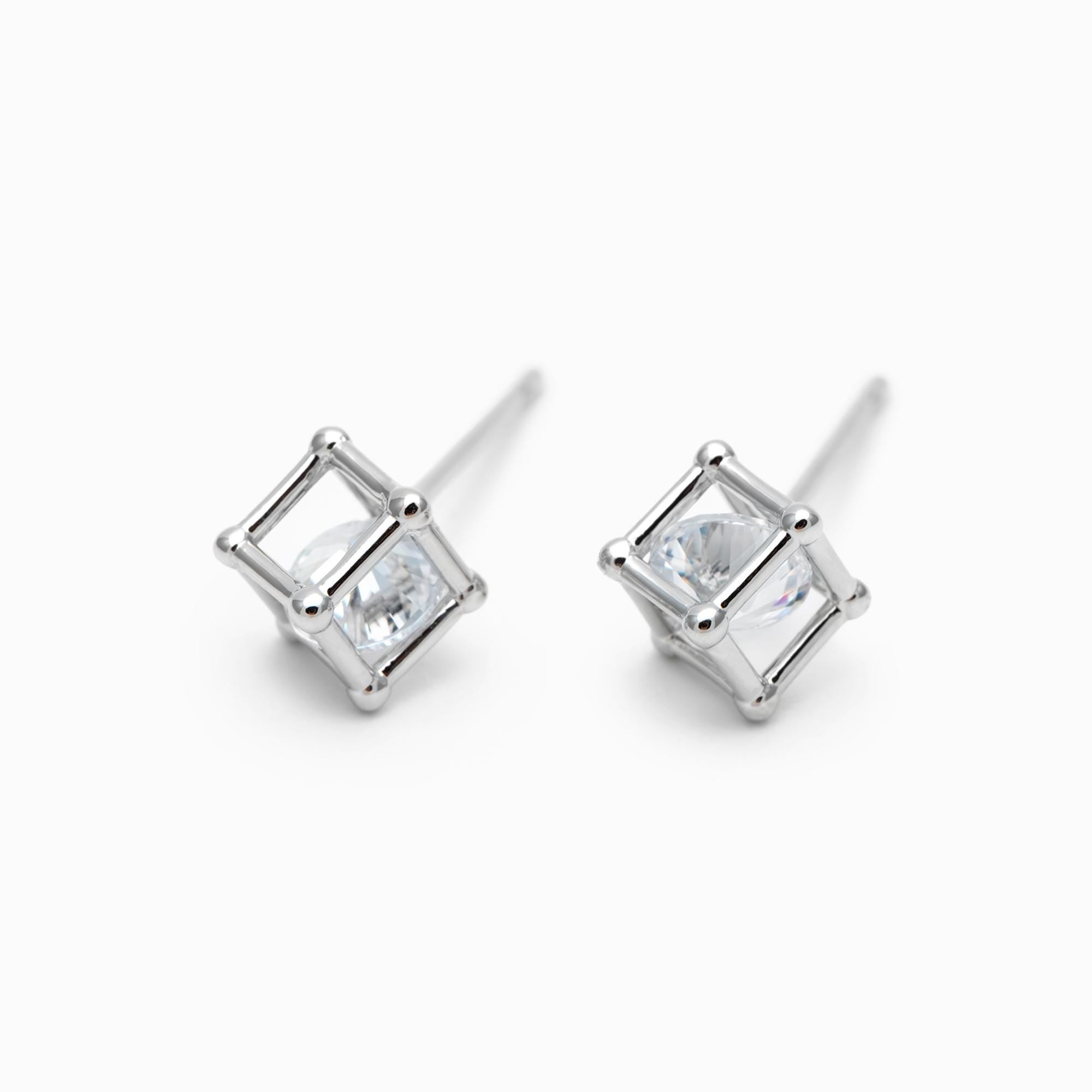 10pcs Gold/ Silver "Diamond" Earrings, Cube Minimalist Stud Earrings (GB-4752)