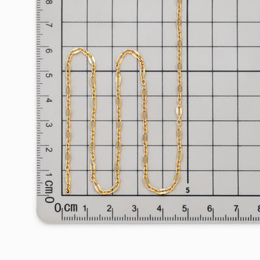 Gold Flat Cable Chains 2.5mm, 18K Gold plated Brass, Dainty Oval Linked Chains (#LK-626)/ 1 Meter=3.3 ft